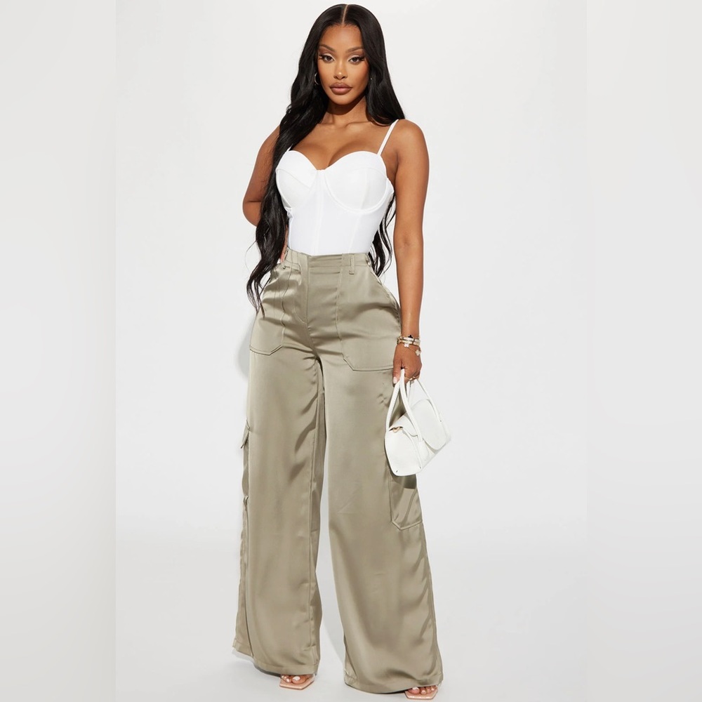Satin Cargo Pants
